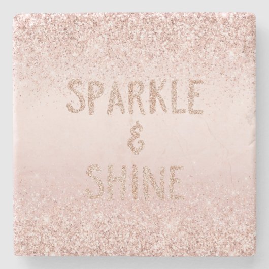 Blush Pink Ombre Glitzy Glitzer Sparkle Steinuntersetzer (Vorderseite)