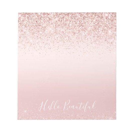 Blush Pink Ombre Glitzy Glitzer Sparkline Hinweis Notizblock (Vorderseite)