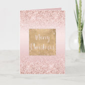 Blush Pink Ombre Glitzy Glitzer Sparkor Weihnachte Karte (Vorderseite)