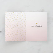 Blush Pink Ombre Gold Hearts Liebe Karte (Innenseite)