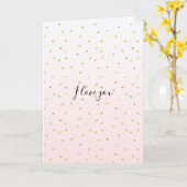 Blush Pink Ombre Gold Hearts Liebe Karte (Gelbe Blume)