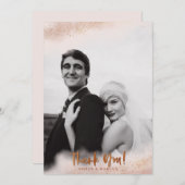 Blush Pink Ombre Gold Hochzeit Dankeskarte (Vorne/Hinten)