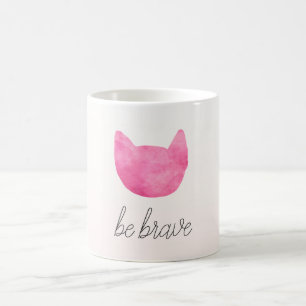 Blush Pink Ombre Katze mutig sein Kaffeetasse