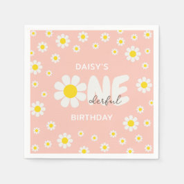 Blush Pink OneDerful Daisy Blume 1. Geburtstag Serviette
