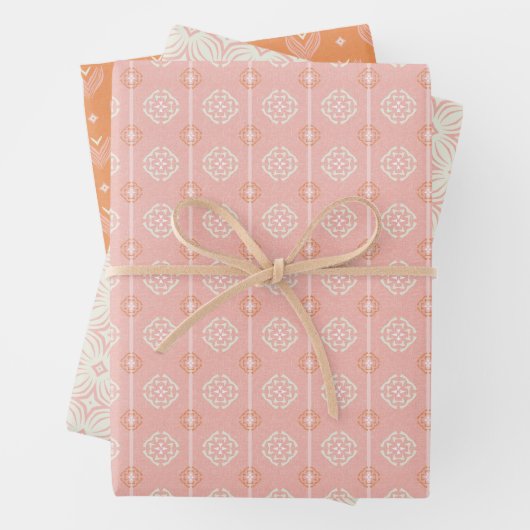 Blush Pink & Orange 2 Set Blumenpapier Geschenkpapier Set (Beispiel)