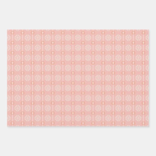 Blush Pink & Orange 2 Set Blumenpapier Geschenkpapier Set (Vorderseite)