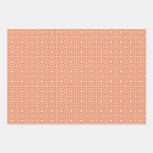 Blush Pink & Orange 3 Set Blumenpapier Geschenkpapier Set (Vorderseite)