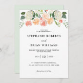 Blush Pink orange Blütenfarben Hochzeit Einladung (Vorne/Hinten)