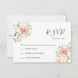 Blush Pink orange Blütenfarben Hochzeit RSVP Karte