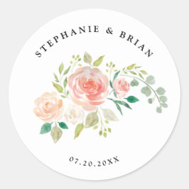 Blush Pink orange Blütenfarben Hochzeit Runder Aufkleber