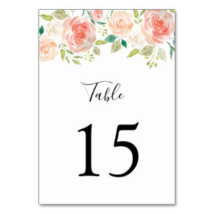 Blush Pink orange Blütenfarben Hochzeit Tischnummer