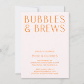 Blush Pink & Orange Bubbles & Brews Verlobung Einladung (Vorderseite)