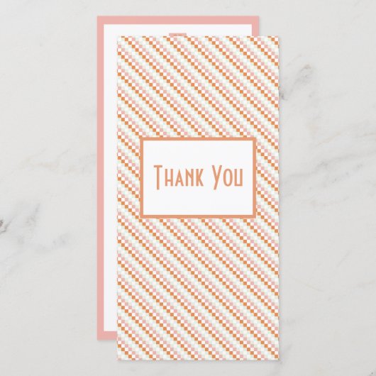 Blush Pink & Orange Grid Danke Karte (Vorne/Hinten)