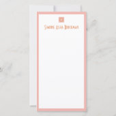 Blush Pink & Orange Grid Danke Karte (Rückseite)