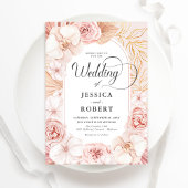 Blush Pink Orchids Peonies Wedding Einladung