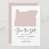 Blush Pink Oregon Karte Minimalistische Script Hoc (Vorne/Hinten)