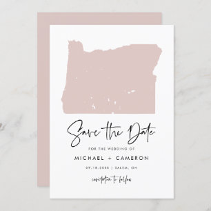 Blush Pink Oregon Karte Minimalistische Script Hoc