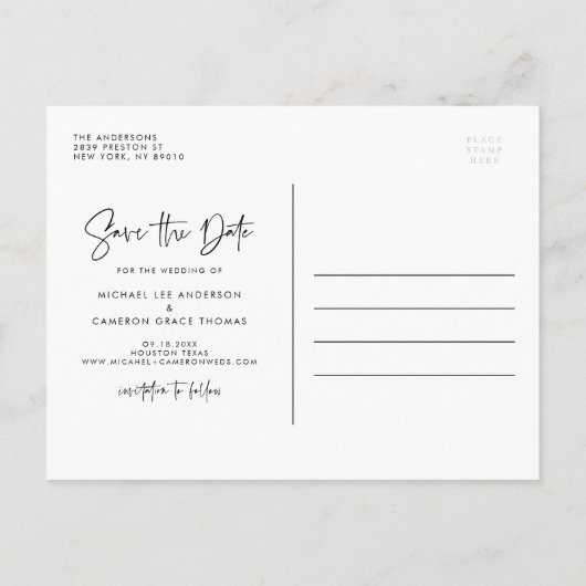 Blush Pink Oregon Karte Modern Script Save the Dat (Rückseite)