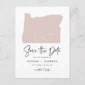 Blush Pink Oregon Karte Modern Script Save the Dat (Vorderseite)