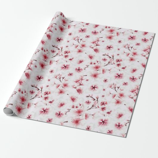 Blush Pink Oriental Japanischer Kirschblossom Geschenkpapier (Ungerollt)