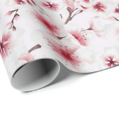 Blush Pink Oriental Japanischer Kirschblossom Geschenkpapier (Rolleneckpunkt)