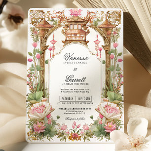 Blush Pink Oriental Lotus Blume Hochzeit Einladung