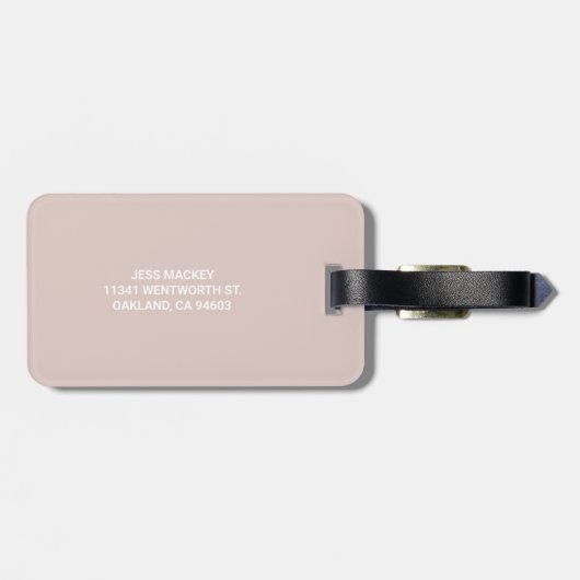 Blush Pink Oversified Mit Monogramm Initials Trend Gepäckanhänger (Rückseite horizontal)