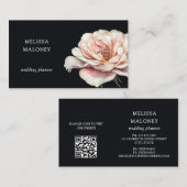 Blush Pink Painted Rose Black Visitenkarte (Vorne/Hinten)