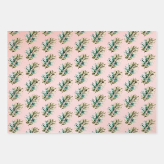 Blush Pink Palm Tree Geschenkpapier Set (Vorderseite 3)