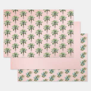 Blush Pink Palm Tree Geschenkpapier Set