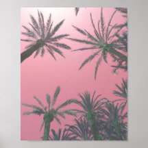 Blush Pink Palm Trees Beach Print