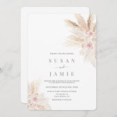 Blush Pink Pampas Boho Hochzeitseinladung Einladung (Vorne/Hinten)