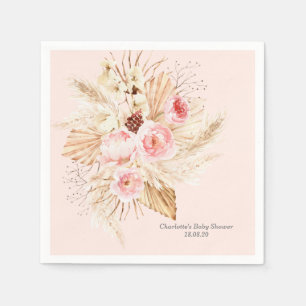 Blush Pink Pampas Grass Boho Bloral Baby Dusche Serviette
