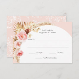 Blush Pink Pampas Grass Boho Floral Wedding RSVP