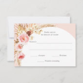 Blush Pink Pampas Grass Boho Floral Wedding RSVP Karte (Vorderseite)