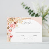 Blush Pink Pampas Grass Boho Floral Wedding RSVP Karte (Stehend Vorderseite)