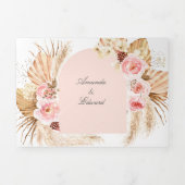 Blush Pink Pampas Grass Modern Boho 3 in 1 Dreifach Gefaltete Einladung (Cover)