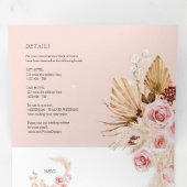Blush Pink Pampas Grass Modern Boho 3 in 1 Tri-Fol Dreifach Gefaltete Einladung (Innen Erste Seite)