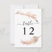 Blush Pink Pampas Grass Wedding Tischnummer Card (Vorderseite)