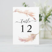 Blush Pink Pampas Grass Wedding Tischnummer Card (Stehend Vorderseite)