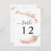 Blush Pink Pampas Grass Wedding Tischnummer Card (Vorne/Hinten)