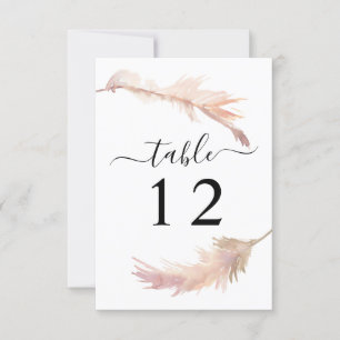 Blush Pink Pampas Grass Wedding Tischnummer Card