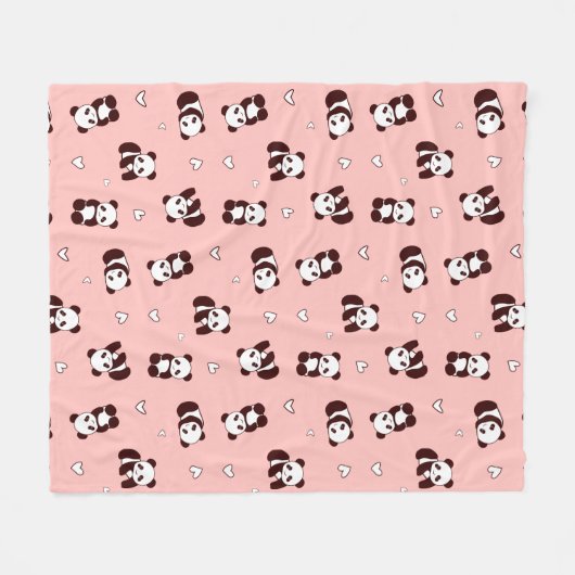Blush Pink Panda Herz Fleece Blanket (Vorderseite (Horizontal))