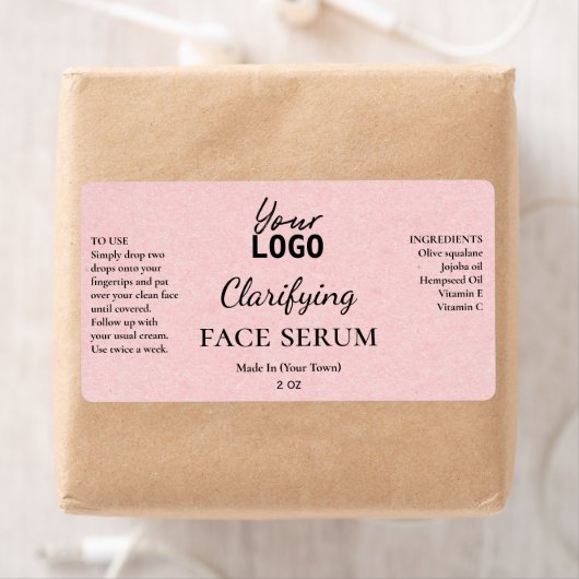 Blush Pink Paper Texture Clariating Serum Labels (Insitu)
