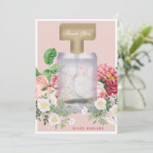 Blush Pink Parfüm Flasche Brautparty Dankeskarte (Stehend Vorderseite)