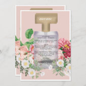 Blush Pink Parfüm Flasche Brautparty Menükarte (Vorne/Hinten)