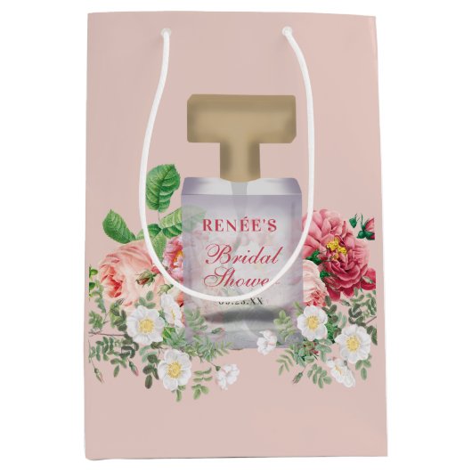 Blush Pink Parfüm Flasche Brautparty Mittlere Geschenktüte (Vorderseite)