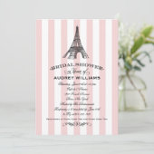 Blush Pink Paris Eiffel Tower Brautparty Einladung (Stehend Vorderseite)