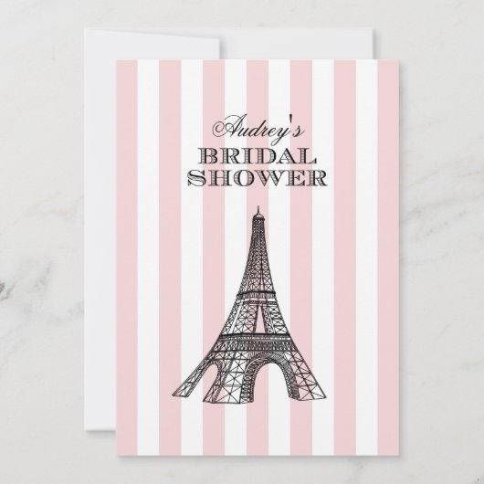 Blush Pink Paris Eiffel Tower Brautparty Einladung (Rückseite)