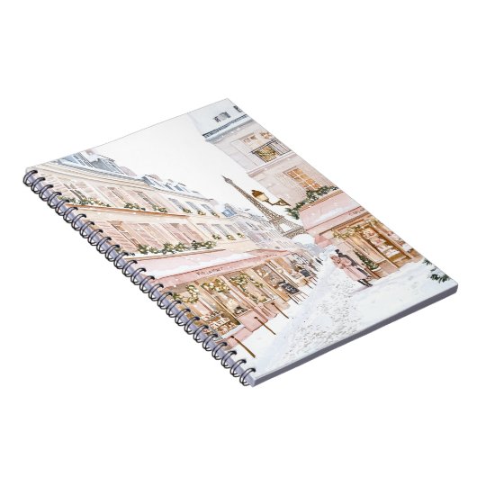Blush Pink Paris Eiffelturm Winter Notizblock (Rechte Seite)